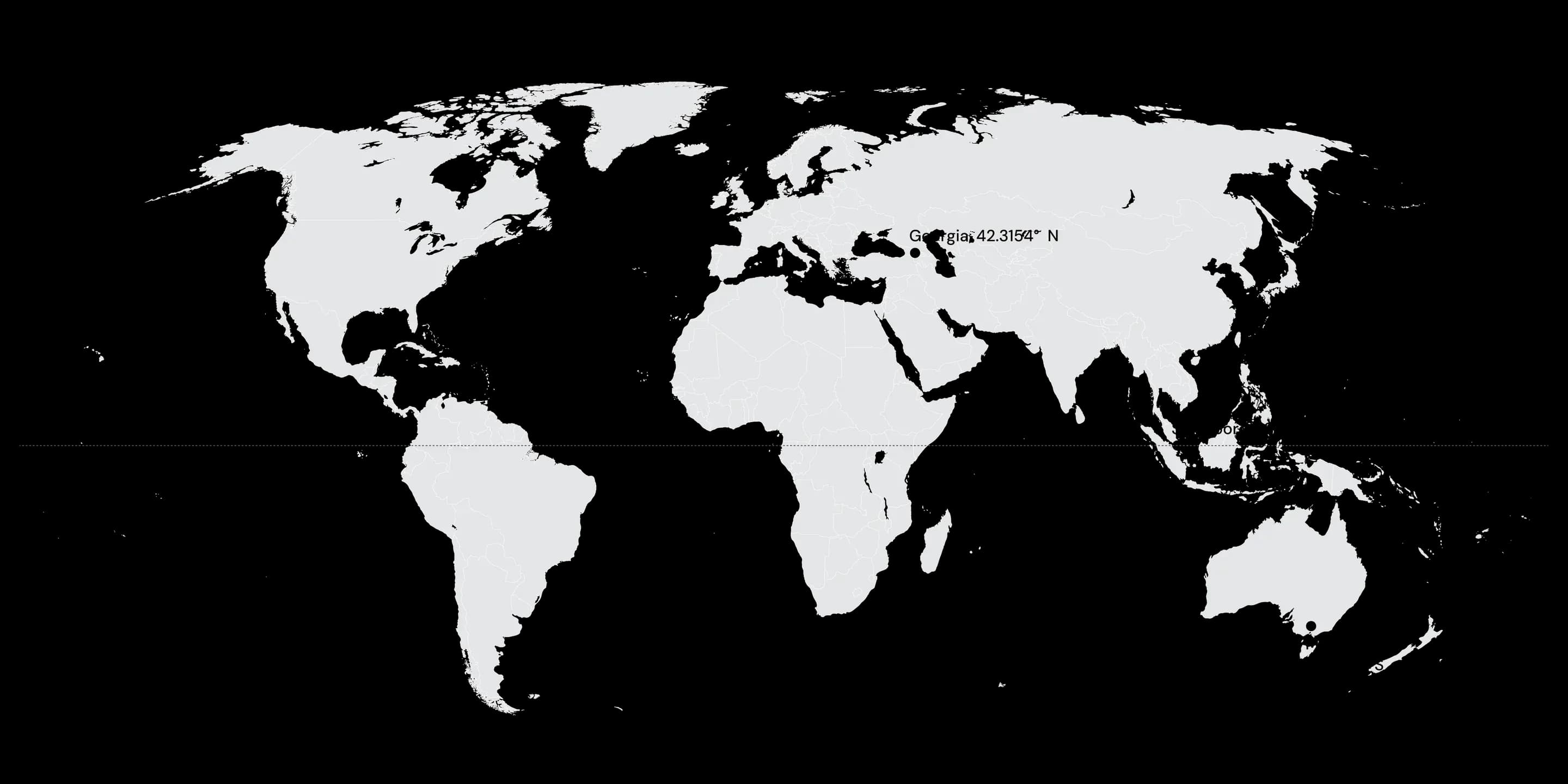 World map marking the practice's locations: Georgia, Singapore and Melbourne